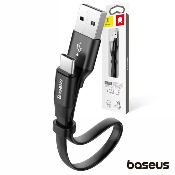 Cabo Flat USB-A Macho P/ USB-C Macho 0.23m Preto BASEUS - (CATMBJ-01)