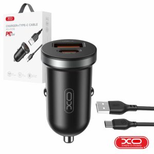 Adaptador Isqueiro USB-A PD / USB-C 30W C/ Cabo USB-C XO - (CC56-USBC-BK)