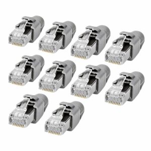 Conjunto 10 Fichas RJ45 Modulares 8p8c CAT7 FTP Metálicas - (CCBW89390GY)