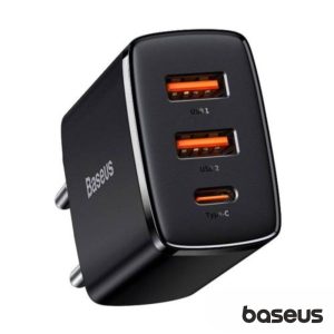 Alimentador Comutado 2 USB-A / 1 USB-C PD 30W Preto BASEUS - (CCXJ-E01)