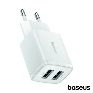 Alimentador Comutado 2xUSB-A 10.5W Branco BASEUS - (CCXJ010202)