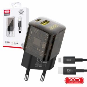 Alimentador USB-A QC3.0 18W / USB-C PD 30W 3A + Cabo XO - (CE05-LIGHTNING)