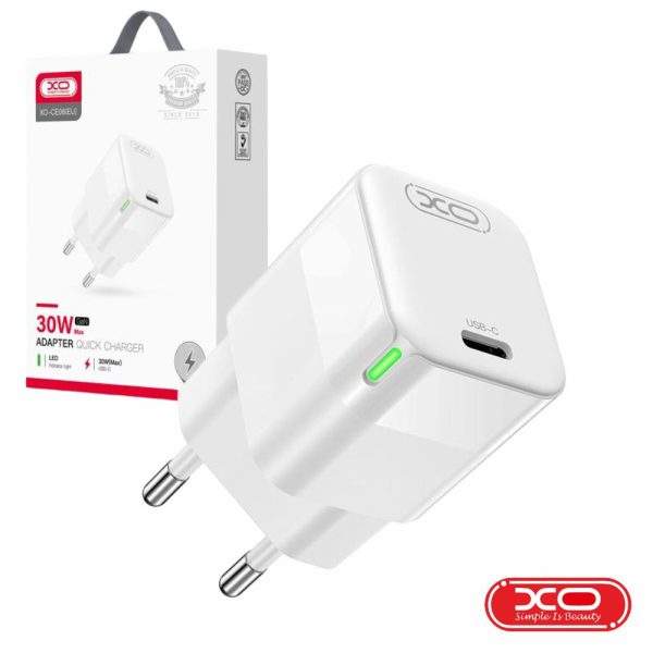 Alimentador USB-C PD 30W GaN 3A Branco XO - (CE06)