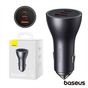 Adaptador Isqueiro 1xUSB-A 2xUSB-C PD/QC 65W BASEUS - (CGJP010013)