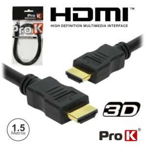 Cabo HDMI Dourado 4K Macho / Macho 1.4 Preto 1.5m PROK - (CHDMI1.5A)