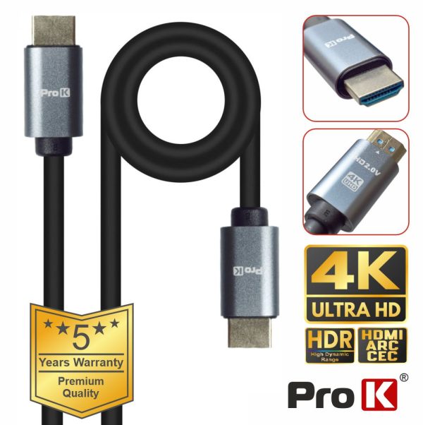 Cabo HDMI 2.0 UHD 4K Macho / Macho 1.5m PROK - (CHDMI1.5K)