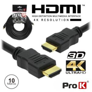 Cabo HDMI Dourado Macho / Macho 2.0 4k Preto 10m PROK - (CHDMI10U)