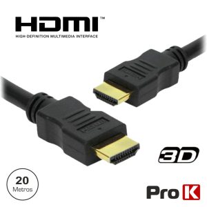 Cabo HDMI Dourado Macho / Macho 1.4 Preto 20m PROK - (CHDMI20A)