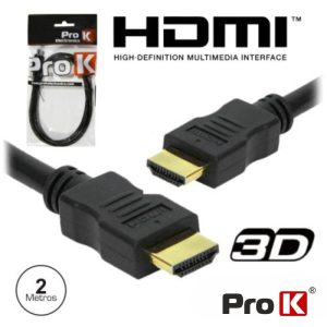 Cabo HDMI Dourado Macho / Macho 1.4 Preto 2m PROK - (CHDMI2A)