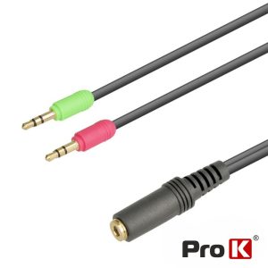 Cabo Jack 3.5mm Femea 4P / 2 Jack 3.5mm Macho Stereo 0.2m - (CJACK103A)