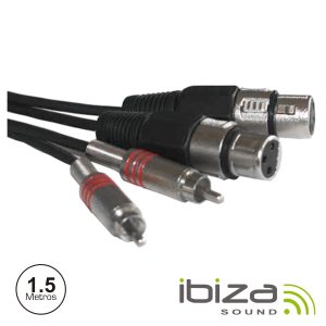 Cabo 2-XLR 3p Fêmea / 2-Rca Macho 1.5m IBIZA - (CM1.5RXF-2)