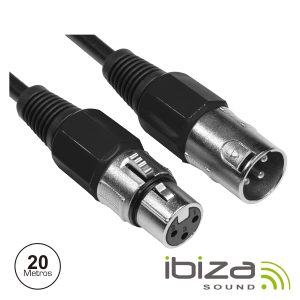 Cabo XLR 3p Macho / XLR 3p Fêmea 20m IBIZA - (CM20XXF)