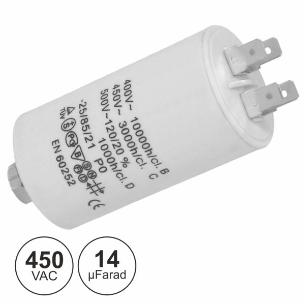 Condensador Arranque 14uf 450V + Terra - (COA14/450)