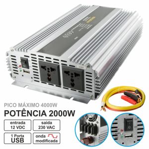 Conversor 12V-230V 2000W Onda Modificada - (CONVMOD2000/12)