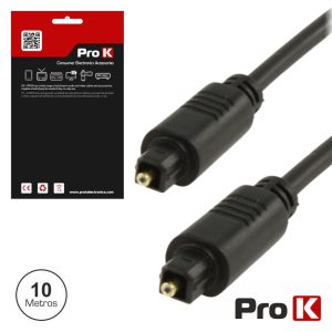 Cabo Fibra Óptica TOSLINK-TOSLINK 10m Preto PROK - (CTOSLINK002/10)