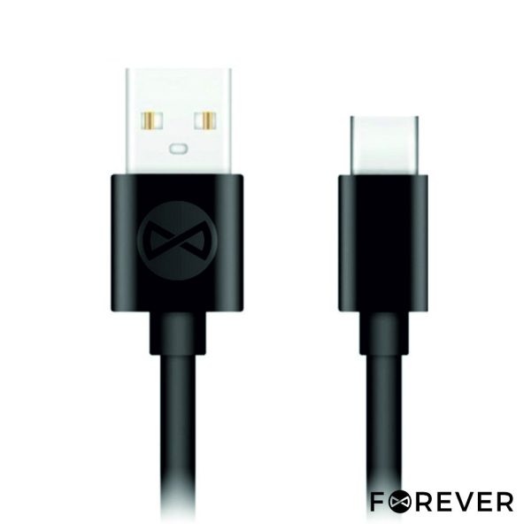 Cabo USB-A 2.0 3A Macho / USB-C Preto 1m FOREVER - (CUSBC-02BK)