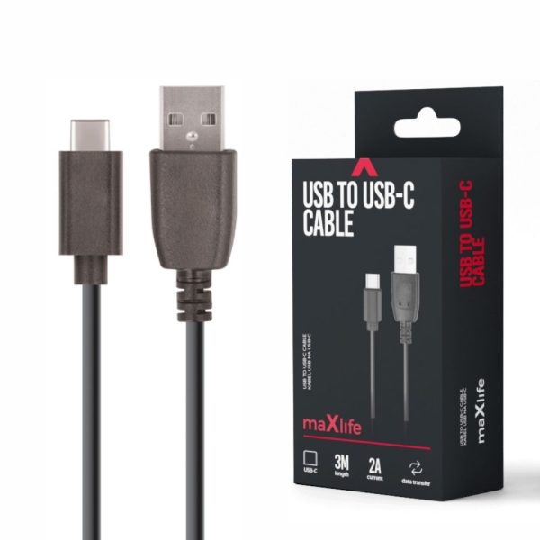 Cabo USB-A 2.0 2A Macho / USB-C Preto 3m - (CUSBC-03/3BK)