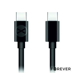 Cabo USB-C Macho / USB-C Preto PD 3A 1m FOREVER - (CUSBC-03BK)