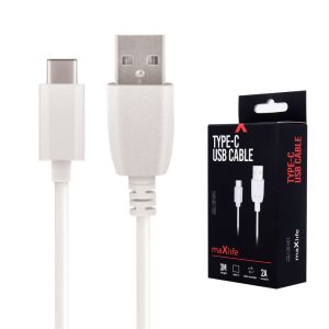 Cabo USB-A 2.0 2A Macho / USB-C Branco 3m - (CUSBC-03WH)