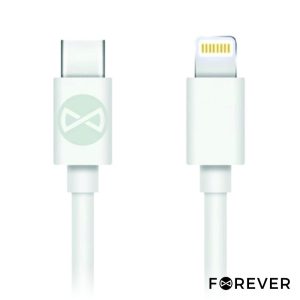 Cabo USB-C Macho / Lightning Branco PD 3A 1m FOREVER - (CUSBC-07WH)