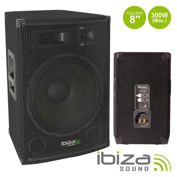 Coluna Passiva 3 Vias 8" 300Wmáx Mdf IBIZA - (DISCO8B)