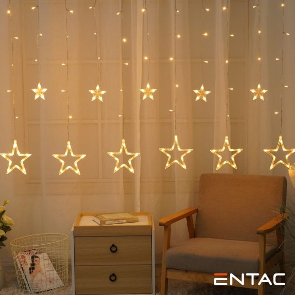 Luzes de Natal 138 LED Cortina de Estrelas 2x1m C/ Comando - (ECCL-138-SS-2X1)