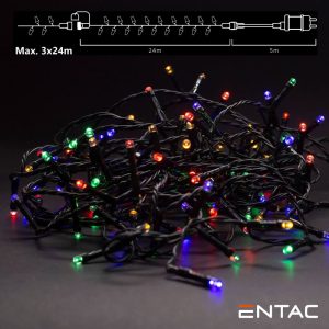 Luzes de Natal 240 LED Multicor 24m C/ Alimentador ENTAC - (ECL-240-MC-LSA)