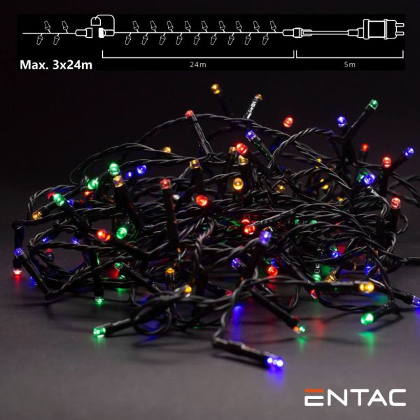 Luzes de Natal 240 LED Multicor 24m C/ Alimentador ENTAC - (ECL-240-MC-LSA)