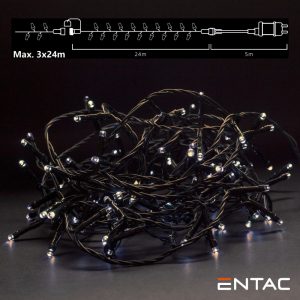 Luzes de Natal 240 LED 3000K 24m c/ Alimentador ENTAC - (ECL-240-WW-LSA)