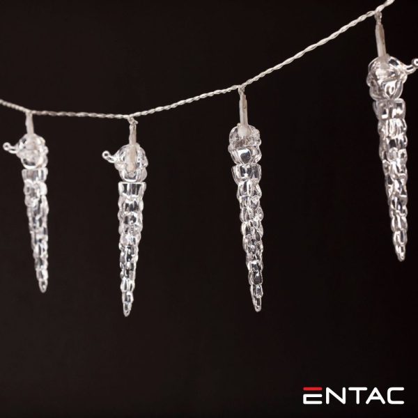 Luzes de Natal 10 LED Estalactite a pilhas 1.65m ENTAC - (ECL-ICI-10WW)