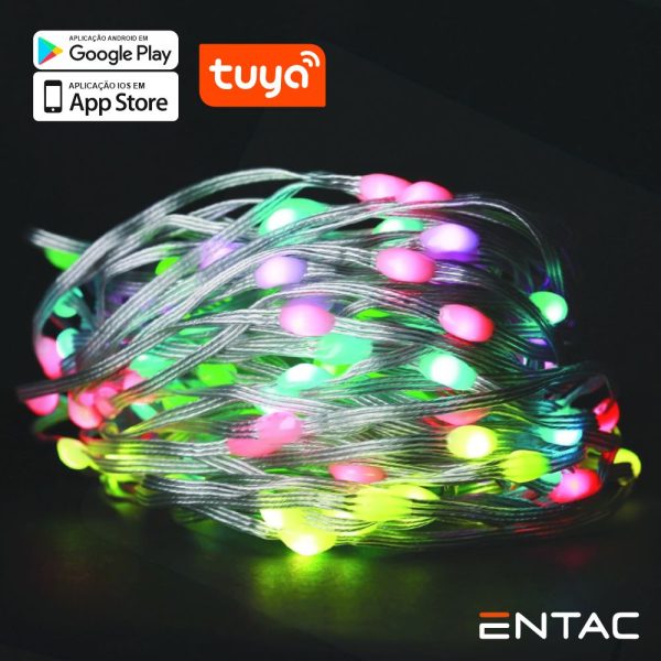 Luzes de Natal 200 LED Multicor APP TUYA 220V 20m ENTAC - (ECL-M200-TY-MC)