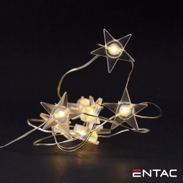 Luzes de Natal 10 LED Estrela Arame a pilhas 1m ENTAC - (ECL-PS-10WW)