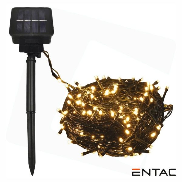 Luzes de Natal 100 LED 3000K 10m C/ Painel Solar ENTAC - (ECL-S100-WW)