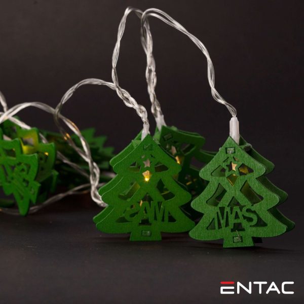 Luzes de Natal 10 LED Árvores Madeira Verdes a pilhas 1.65m - (ECL-WGCT-10WW)