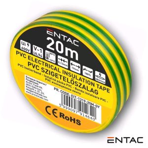 Fita Isoladora Verde/Amarelo 20M ENTAC - (EIT-1319-20M-GY)