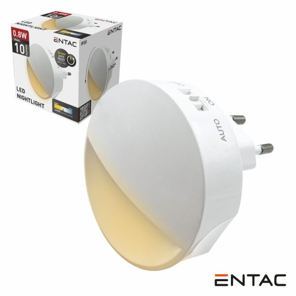 Luz De Presença LED 4000K 230V C/ Sensor Crepuscular ENTAC - (ENL-0.8W-CDS)