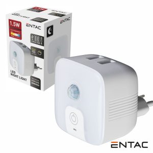 Luz De Presença LED PIR 3000K 230V C/ 2 Portas USB-A ENTAC - (ENL-2USB-PIR)