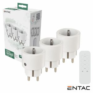 Conjunto 3 Tomadas Elétricas C/ Comando S/ Fios ENTAC - (ES-3S-RC)