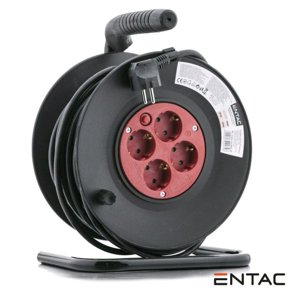 Extensão Elétrica 3G1.5 C/ Enrolador 4x Schuko 25m ENTAC - (ESCRG4-25)