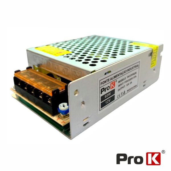 Fonte de Alimentação Industrial 12V 60W 5A PROK - (FAI12V-5A(N))