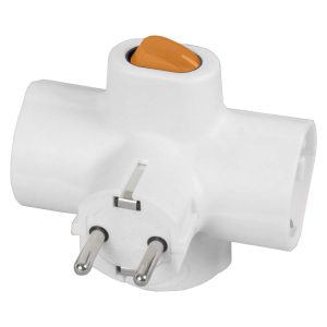 Ficha Elétrica Adaptadora 3x Schuko C/ Interruptor - (FE3CB/1)