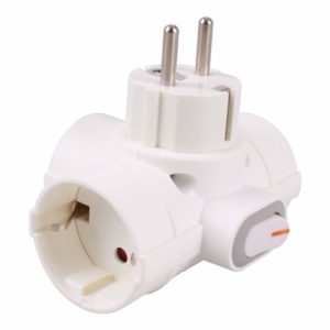 Ficha Elétrica Adaptadora 3x Schuko C/ Interruptor - (FE3CB/1(A))