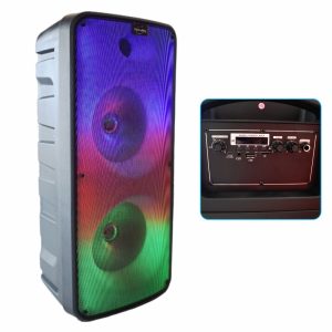 Coluna Amplificada 2X8" USB/SD/AUX/BT LED RGB TWS - (FIRE-XXL)