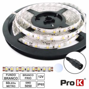 Fita 300 LEDS 5050 Impermeável Branco Frio 12V 5m PROK - (FL33CW)