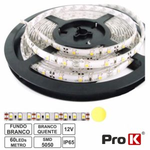 Fita 300 LEDS 5050 Impermeável Branco Quente 12V 5m PROK - (FL33WW)