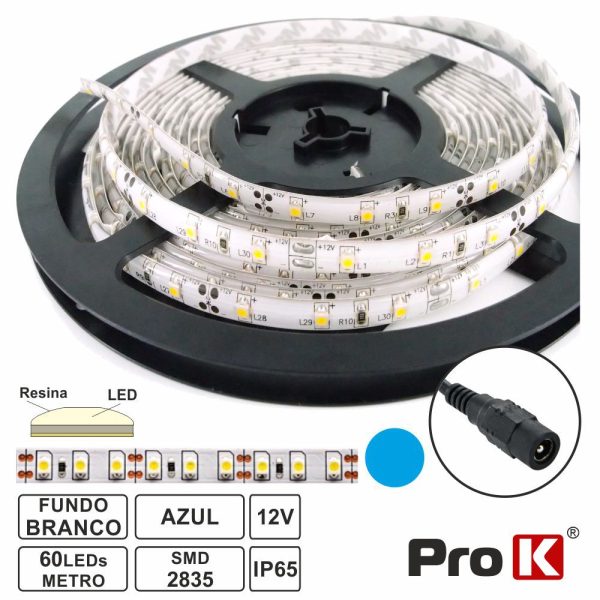 Fita 300 LEDS 2835 Impermeável Azul 12V 5m PROK - (FL43B)