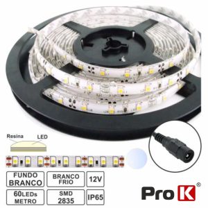 Fita 300 LEDS 2835 Impermeável Branco Frio 12V 5m PROK - (FL43CW)