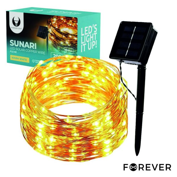 Luzes de Natal 200 LED 3000K 22m C/ Painel Solar FOREVER - (FLS-82)