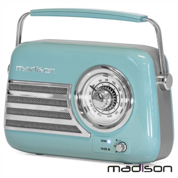 Rádio FM/AUX/BT/USB Extra Bass Vintage 30W Verde MADISON - (FREESOUND-VR40BLU)