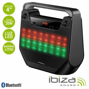 Coluna Bluetooth Portátil 4" 20W USB/BT/Bat LED IBIZA - (FREESOUND40-BK)